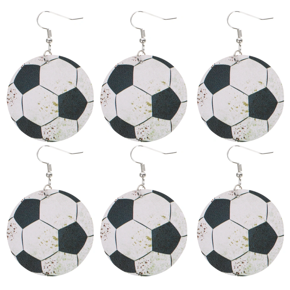 3 Pairs Sports Style PU Leather Earring Sports Balls Earring Women Birthday Gift