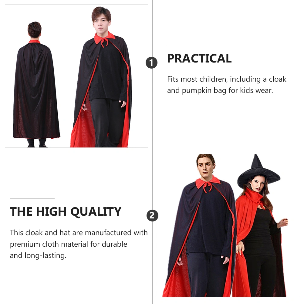 1 Set/2pcs Halloween Cape Costume Cosplay Accessory for Adult (Black, Red)