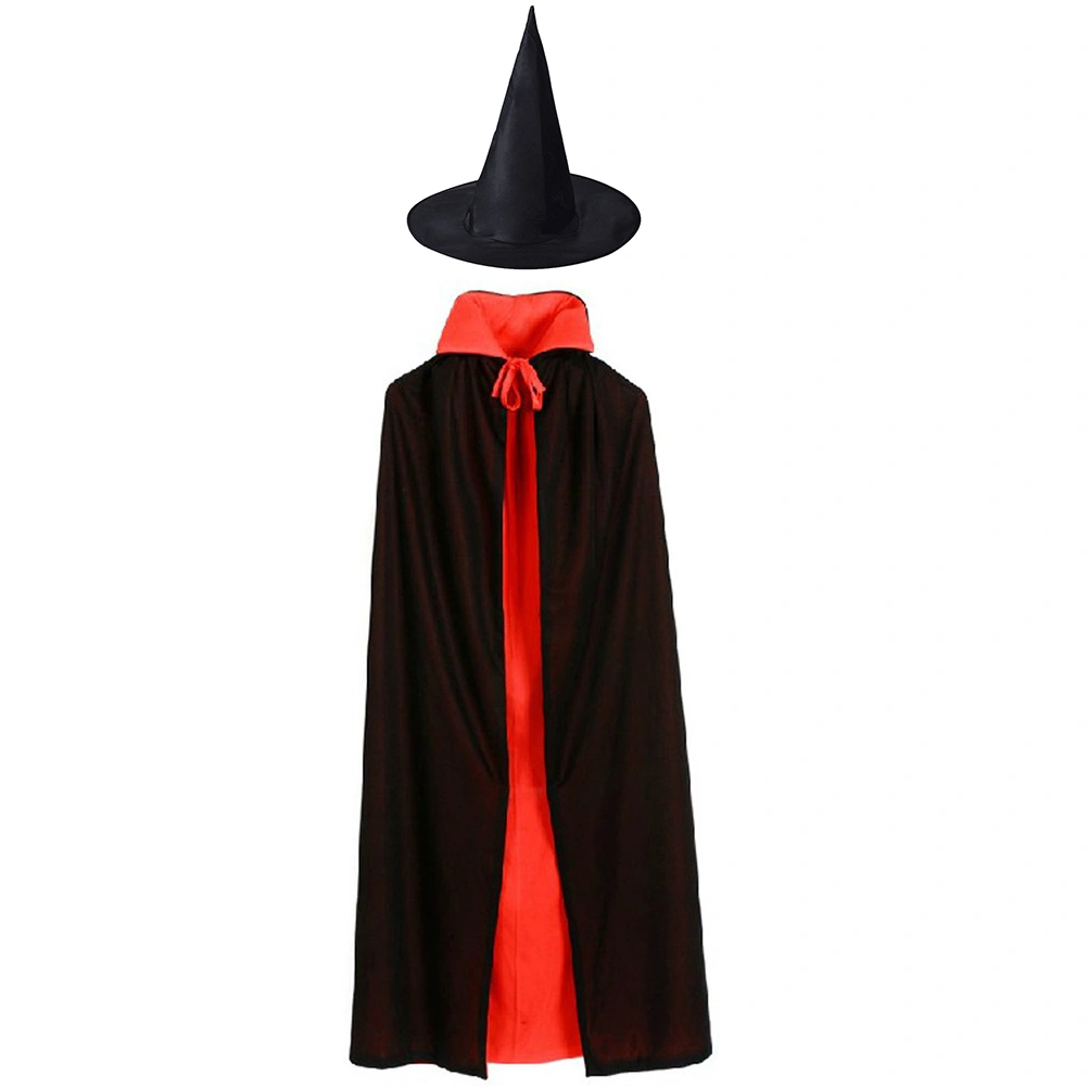 1 Set/2pcs Halloween Cape Costume Cosplay Accessory for Adult (Black, Red)