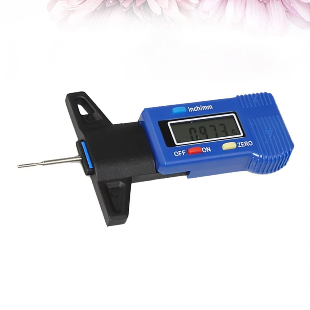 Electronic 0-25mm High Precision Tread Pattern Depth Gauge Digital Display Tread Pattern Depth Ruler Measuring Tool (Blue Without Package)