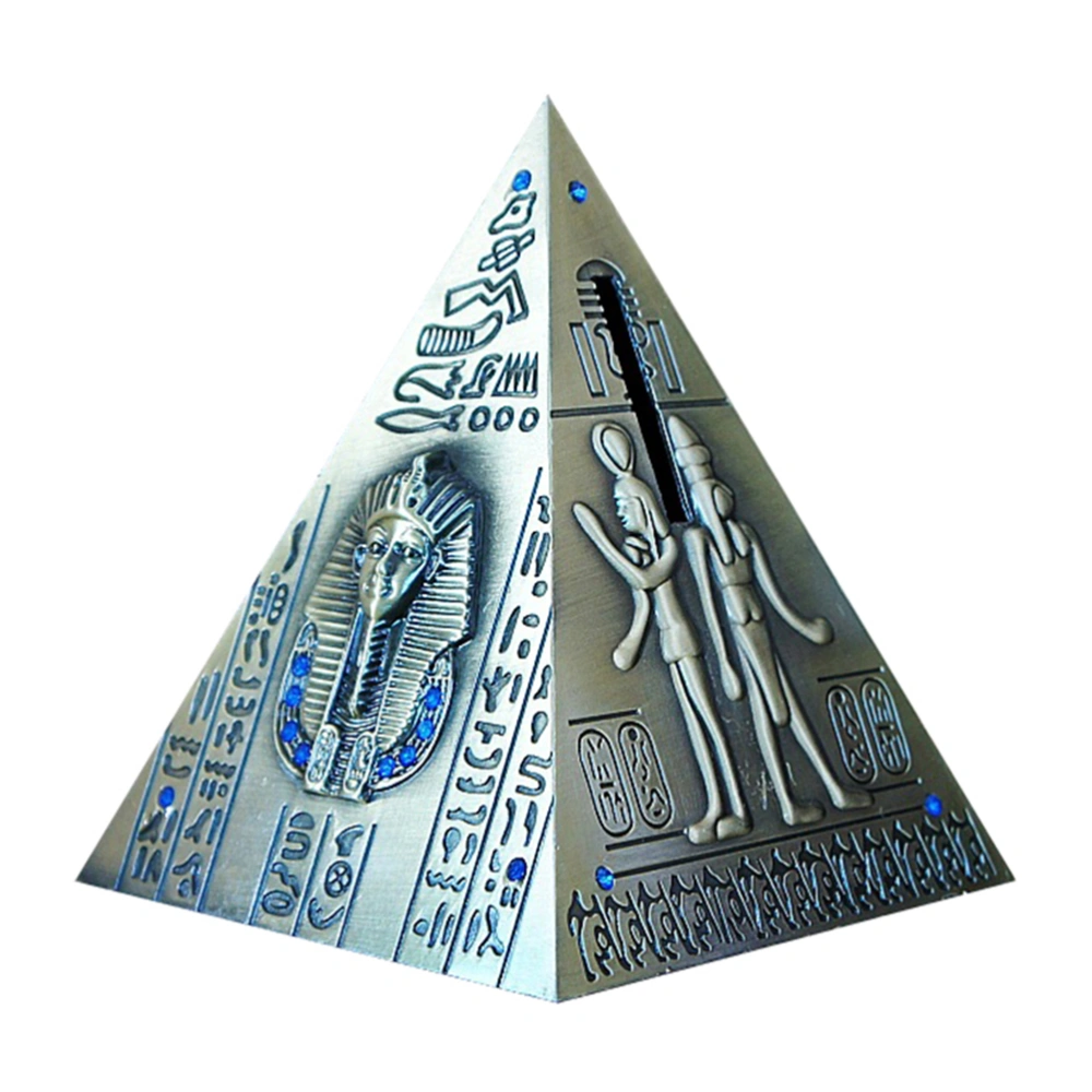 1pc Pyramid Shape Saving Box Unique Money Jar Alloy Saving Pot Vintage Coin Bank Creative Gift for Kids (L)