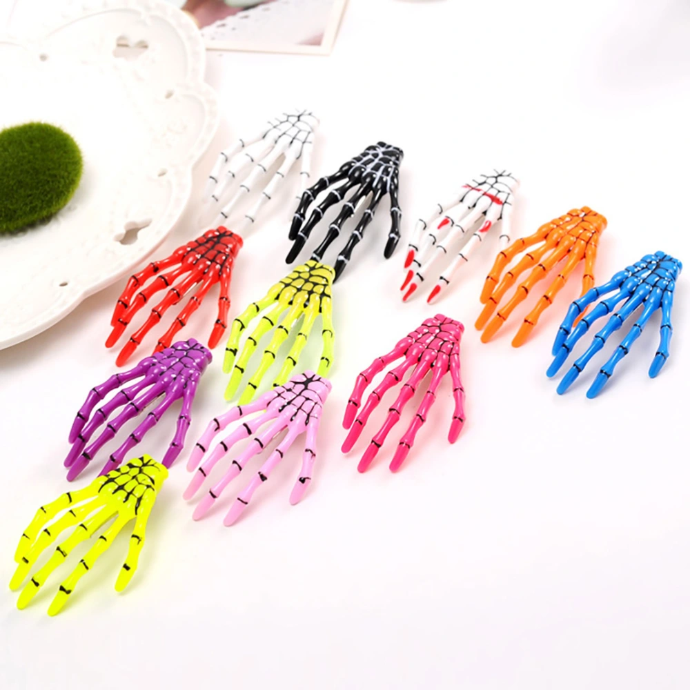 6 Pcs New Skull Hand Bone Hairpin Gripper Ghost Skeleton Hair Clips Hairclips Bone Claw Hair Accessories (Random Color)