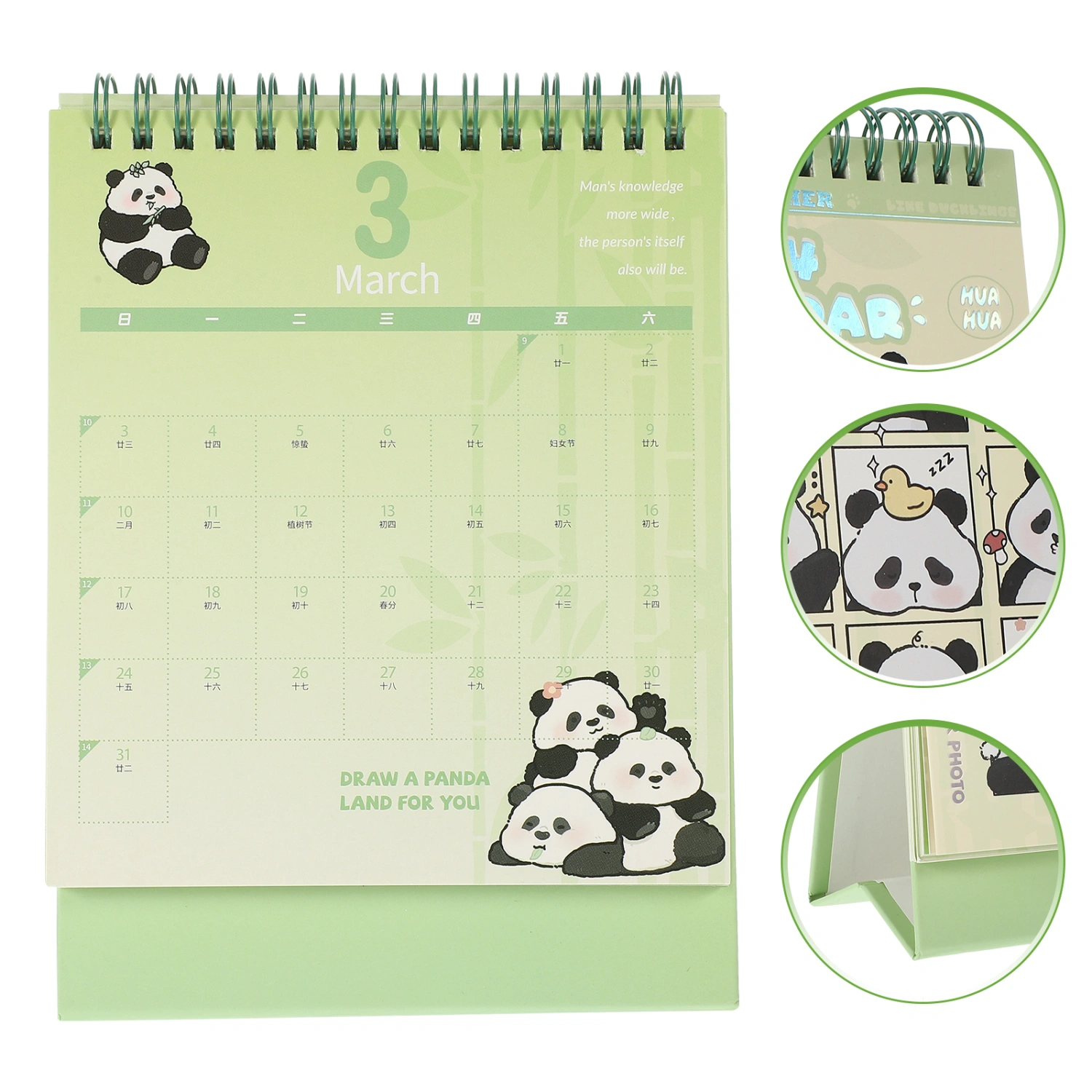 Noting Desktop Calendar Panda Pattern Standing Calendar Household Standing Calendar