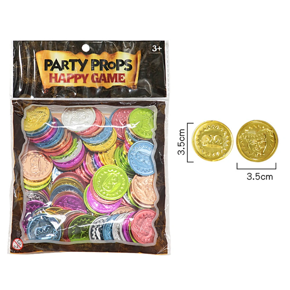 100pcs Colorful Plastic Treasure Coins Clown Gold Coins Party Game Coin