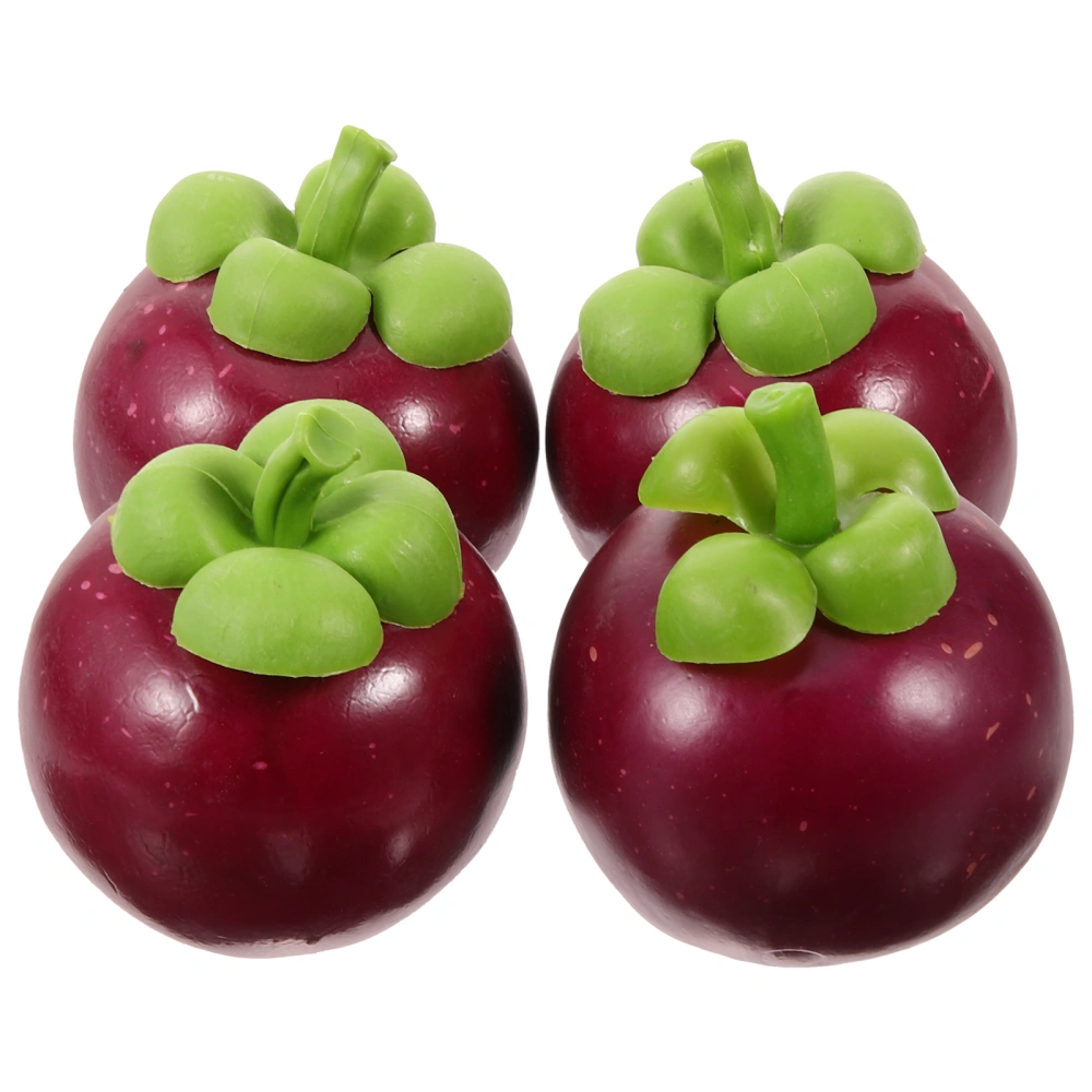 4Pcs Simulation Mangosteens Fake Mangosteens Decorative Fruit Decors Fake Fruit Simulation Decors