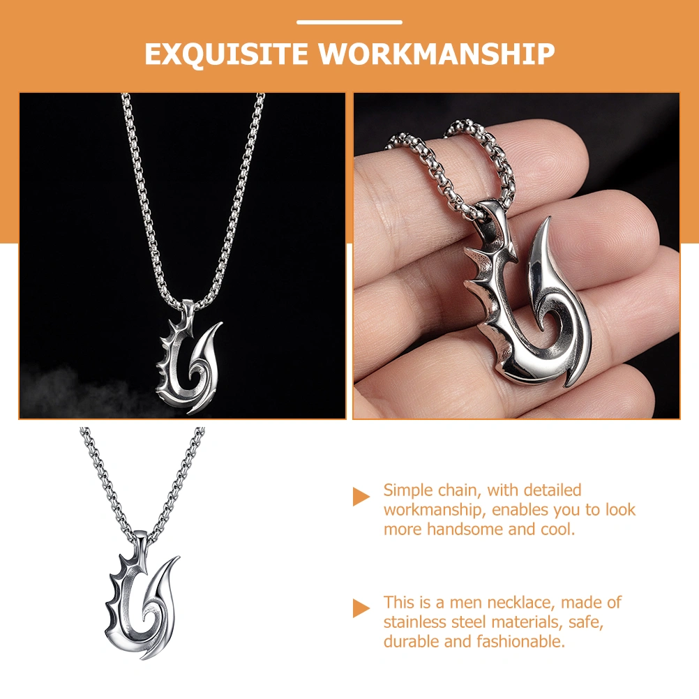Mens Hip-hop Necklace Stainless Neck Chain Flame Pendant Necklace Men Jewelry