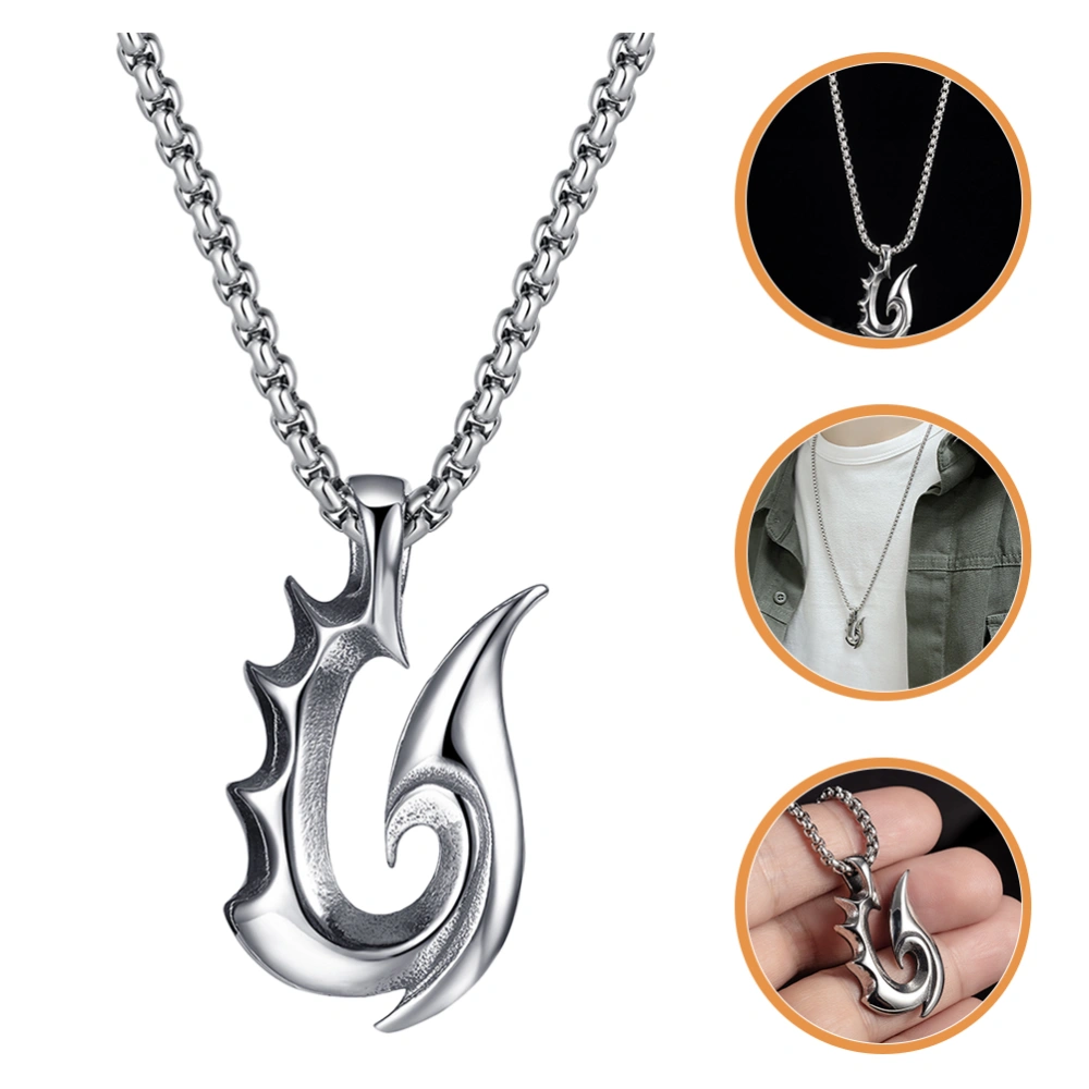 Mens Hip-hop Necklace Stainless Neck Chain Flame Pendant Necklace Men Jewelry