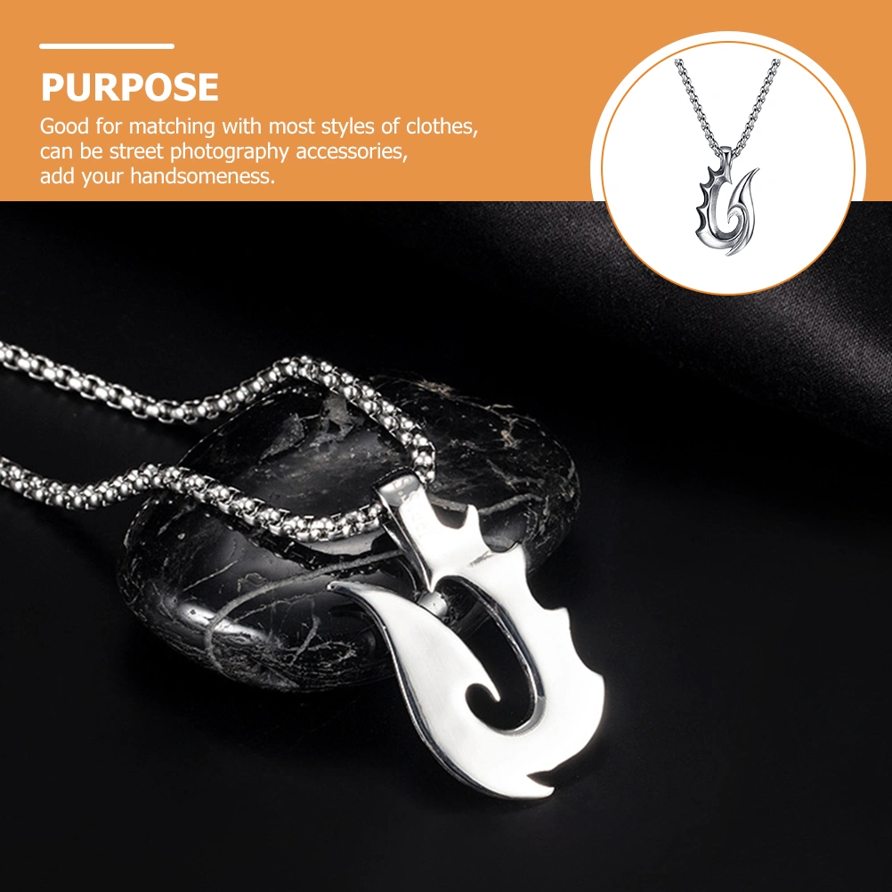 Mens Hip-hop Necklace Stainless Neck Chain Flame Pendant Necklace Men Jewelry