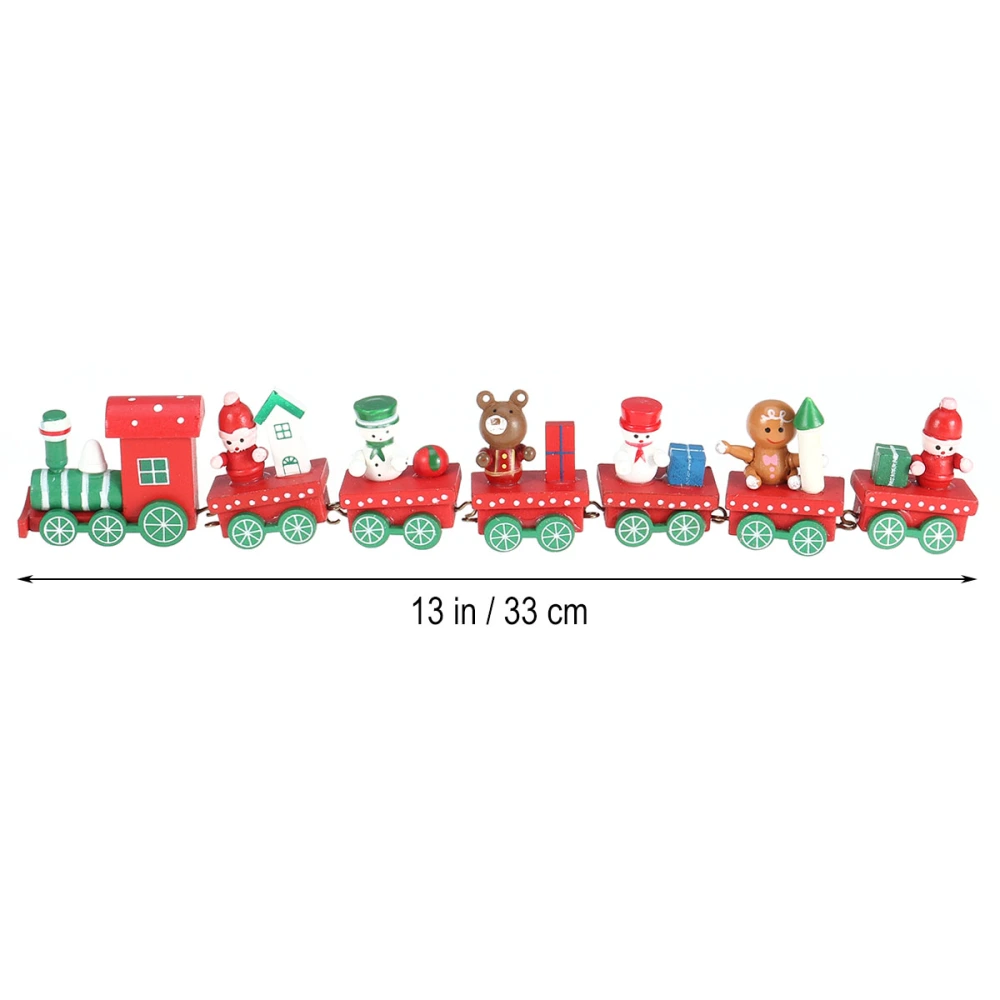 1pc Christmas Wooden 7 Carriages Train Xmas Cartoon Desktop Ornament for Home Shop