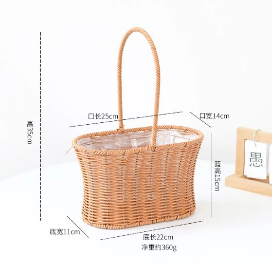 Woven Flower Basket Decorative Flower Holder Multipurpose Woven Floral Basket Picnic Basket