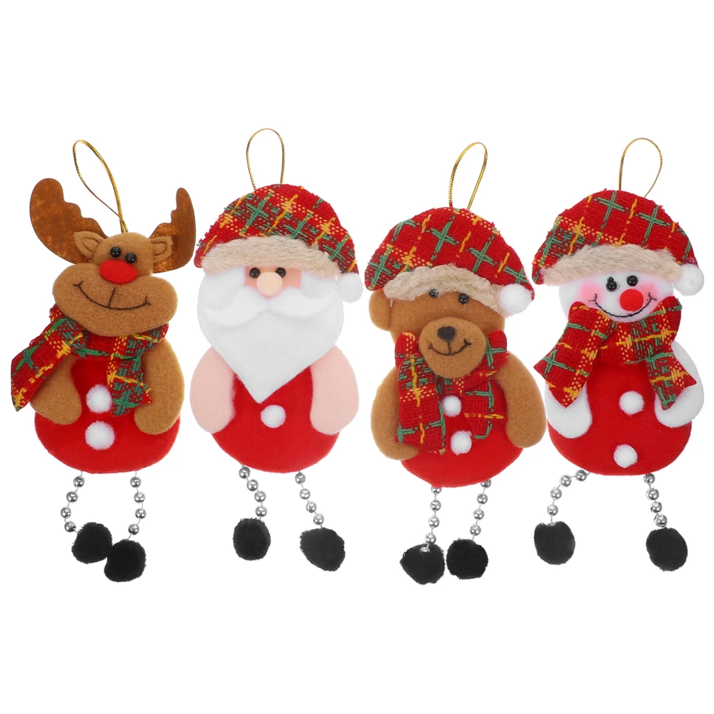 4pcs Christmas Pendants Xmas Tree Ornaments Santa Clause Snowman Elk Bear Hanging Decor Xmas Decor