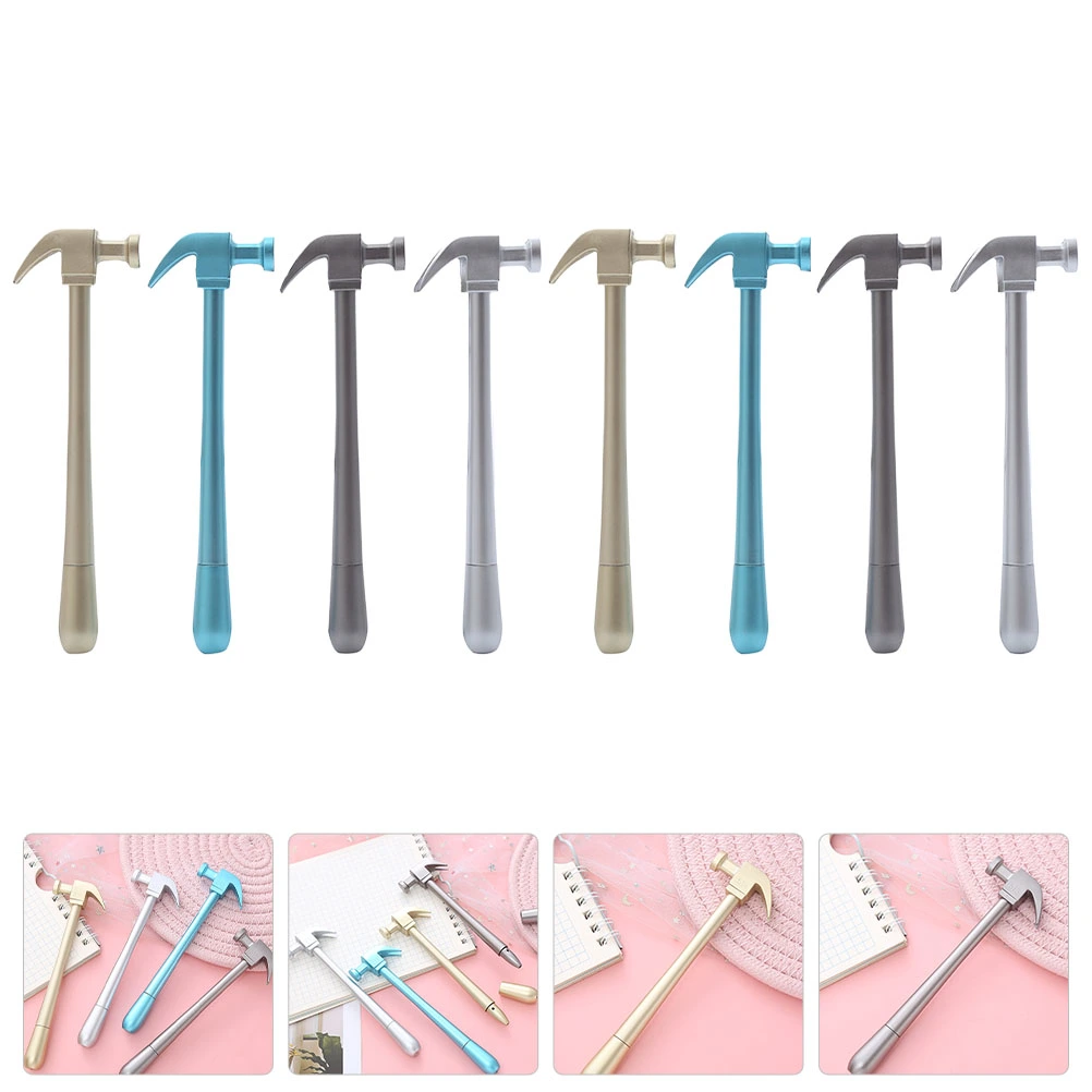 8Pcs Writing Pens Gel Ink Pen Hammer Shape Model Testing Pen for Kids Gift
