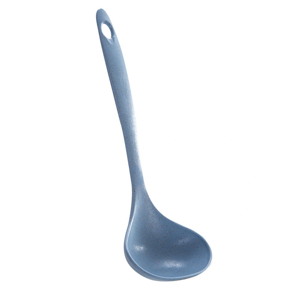 Wheat Straw Soup Spoon Ladle Unbreakable Long Handled Porridge Spoon Tablespoon for Home Kitchen (Blue)