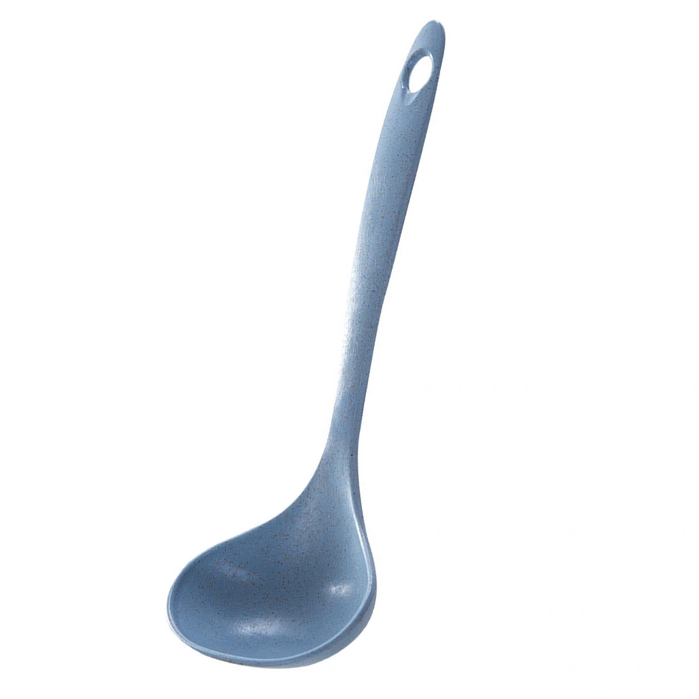 Wheat Straw Soup Spoon Ladle Unbreakable Long Handled Porridge Spoon Tablespoon for Home Kitchen (Blue)