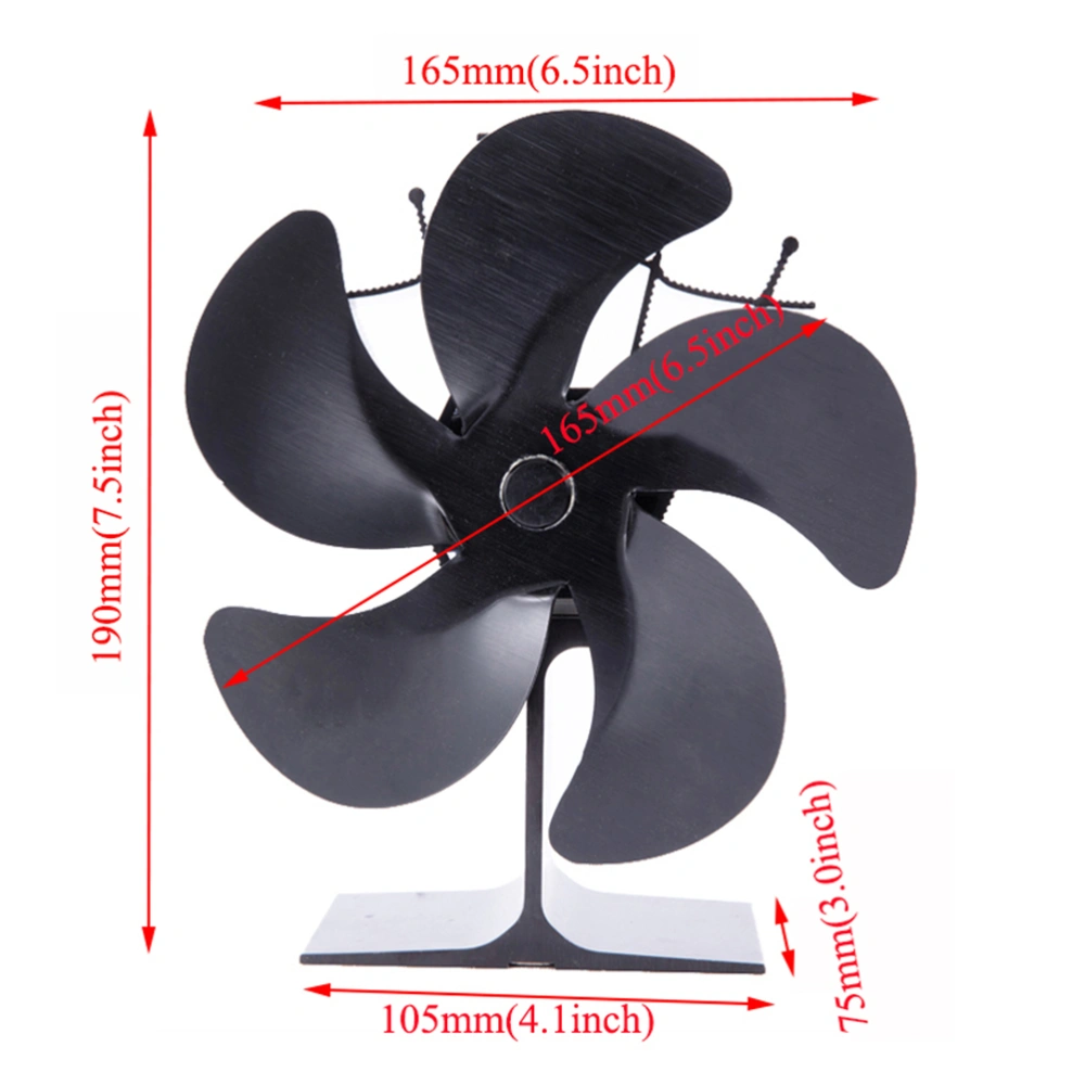 Thermal Power Fan Fireplace Fan 5 Blades Heat Powered Stove Fan Eco-friendly Fan