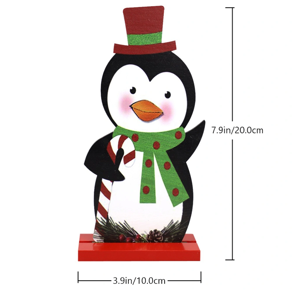 1pc Wooden Christmas Desktop Adornment Colored Drawing Ornament for Home Office