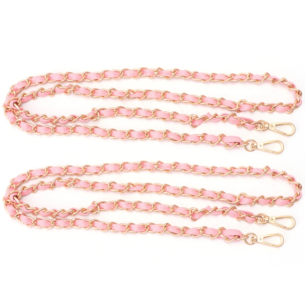 2pcs Retro Replacement Flat Chain Strap Fashion DIY Handbag Metal Chains Accessories with Buckles PU Leather Braided Chain Shoulder Strap(Pink)