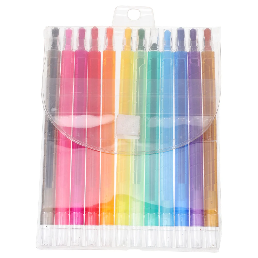 12Pcs Rotating Kids Crayons Children's Painting Crayons 12 Colors Drawing Pens