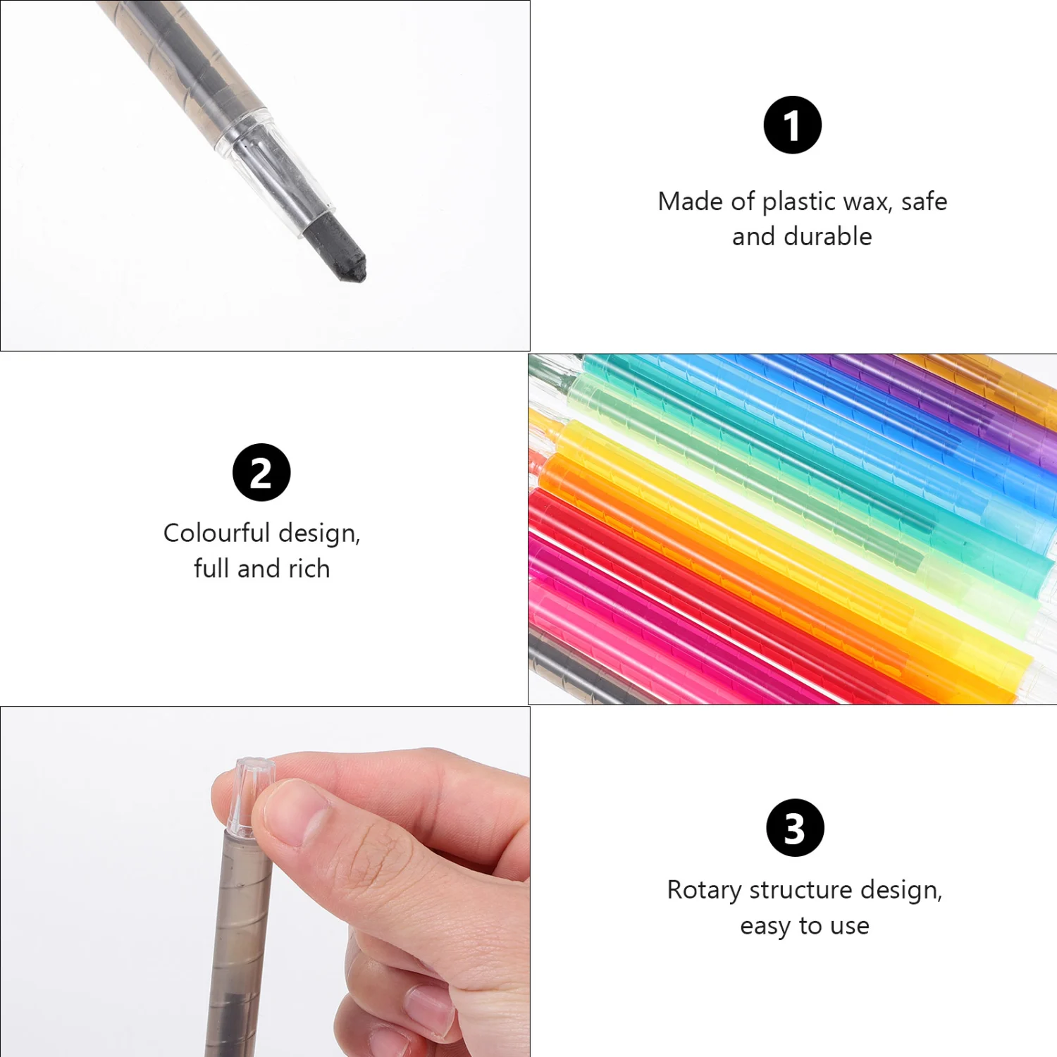 12Pcs Rotating Kids Crayons Children's Painting Crayons 12 Colors Drawing Pens