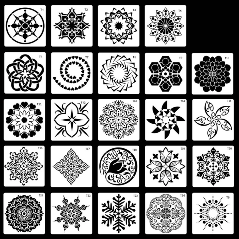 12pcs Mandala Stencils Template Painting Stencils for Art Craft Decorations Painting Tool Stencil Set (White)