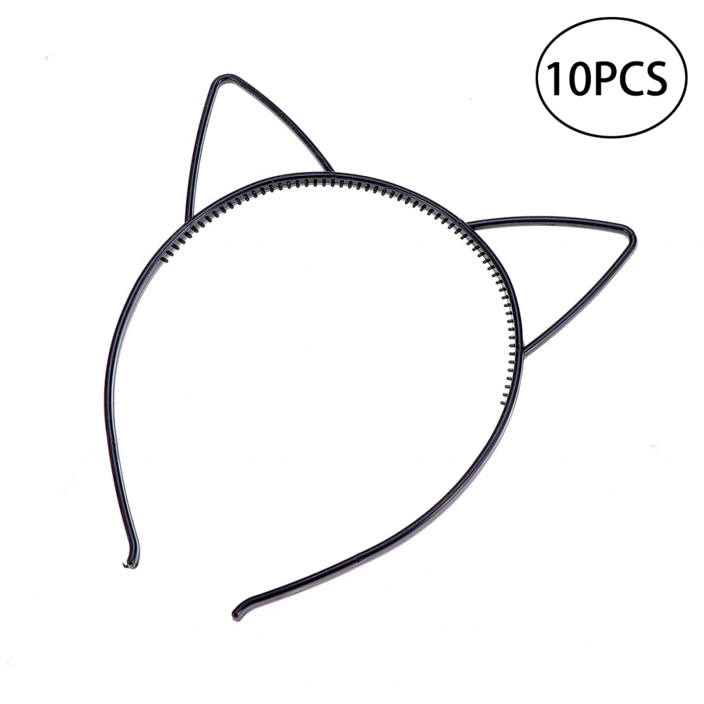 10pcs Kids Cat Ear Headband Hair Headpiece for Party Daily Hairstyle Decoration (Black)