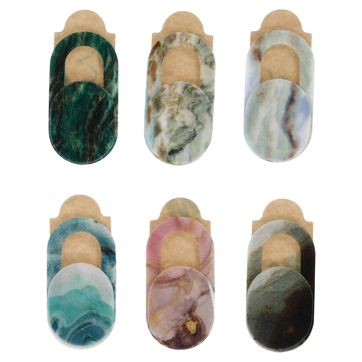 6pcs Marble Pattern Dust-Proof Webcam Lens Caps Camera Covers Caps Hoods