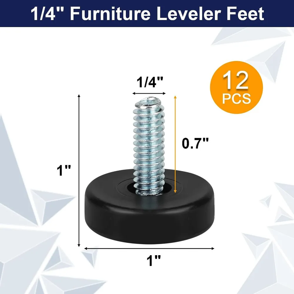 12pcs Screw In Furniture Feet Adjustable Furniture Feet Levelers for Furniture Chairs Tables