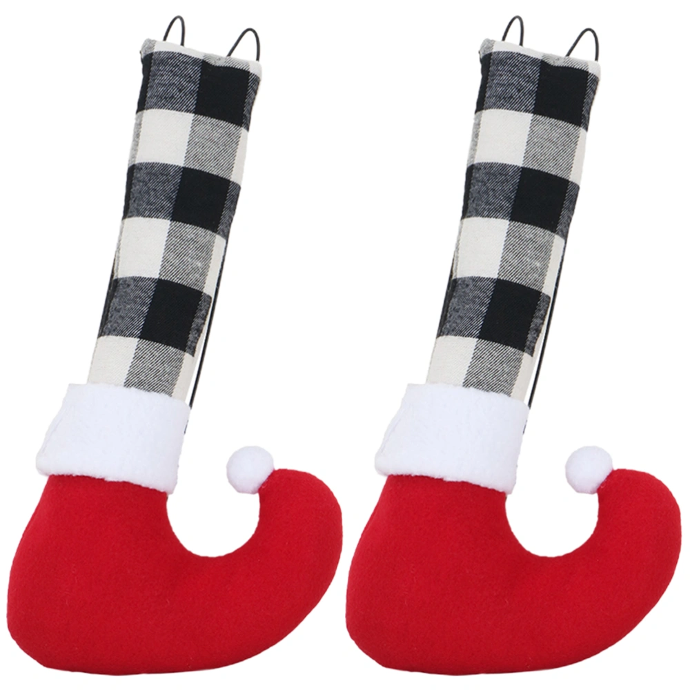 2pcs Christmas Tree Decoration Christmas Stocking Pick Christmas Elf Legs Tree Ornaments