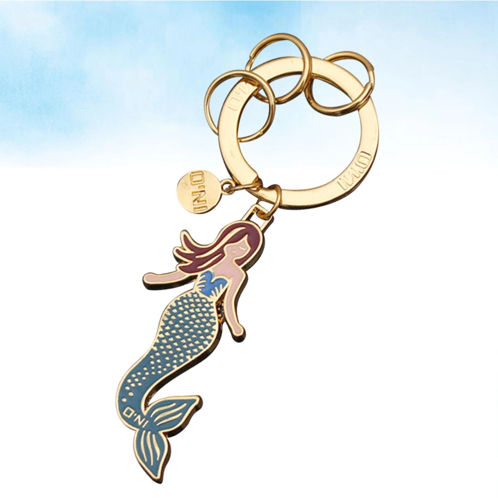 Metal Keychain Alloy Mermaid Shape Key Ring Creative Keyring Fashionable Gift Hanging Ornament for Girls and Women