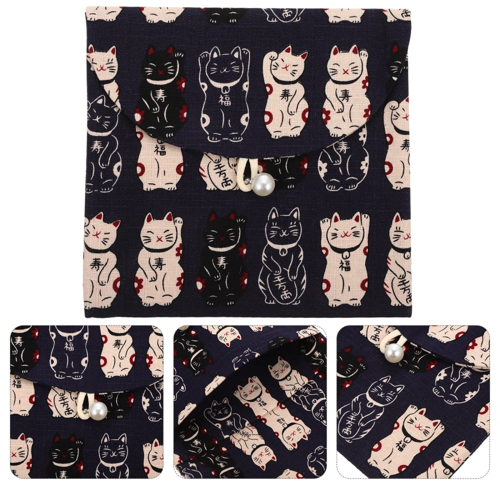 Sanitary Napkin Bag Women Tampon Pouch Portable Sanitary Napkin Pouch Fortune Cat Design Bag