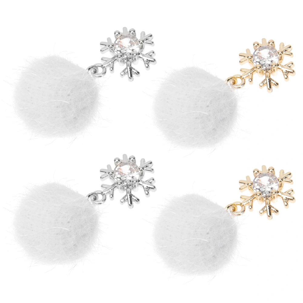 4pcs Delicate Nail Art Fluffy Balls Alloy DIY Nail Plush Balls Accessories