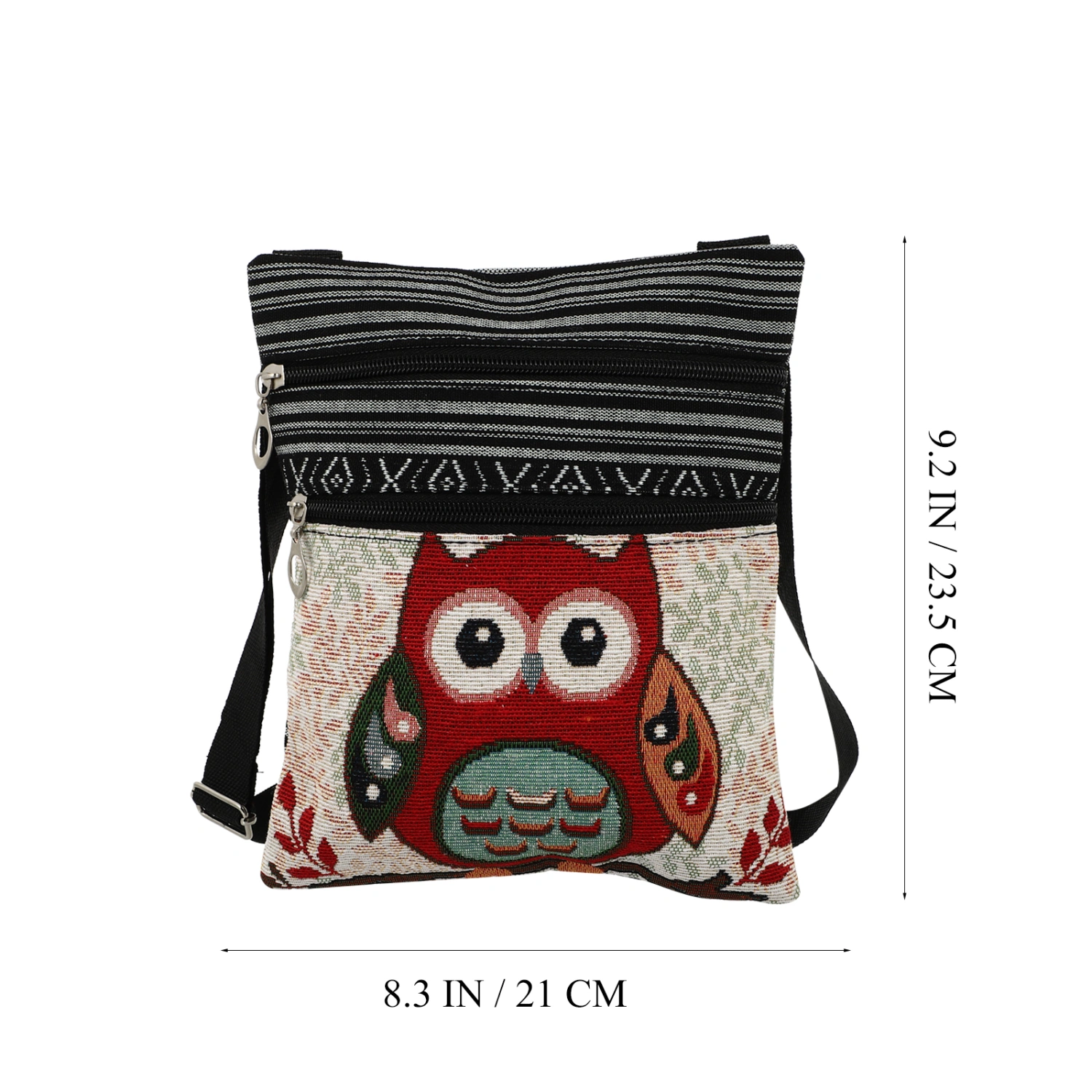 Canvas Zipper Bag Owl Printed Bohemian Crossbody Bag Satchel Women Shopping Pouch (550b)