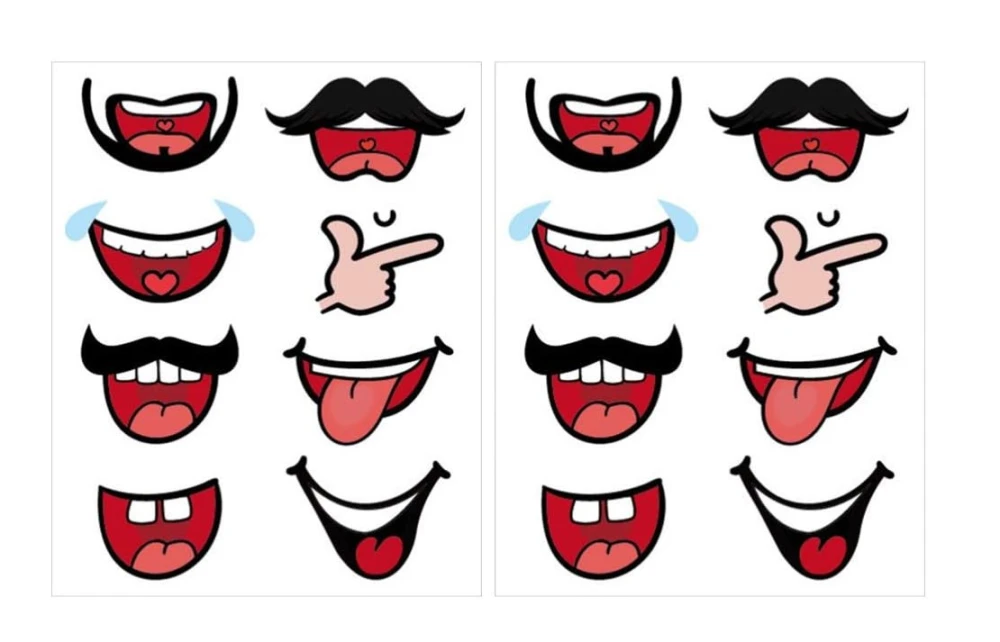 10 Sheets Paper Craft DIY Stickers Mouth Shape Stickers DIY Eey Stickers for Cartoon Animation