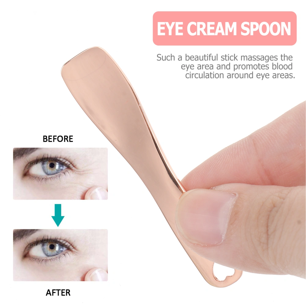 3Pcs Practical Zinc Alloy Eye Cream Spoon Eye Fatigue Relief Massage Treatments Beauty Tool(Rose Golden)