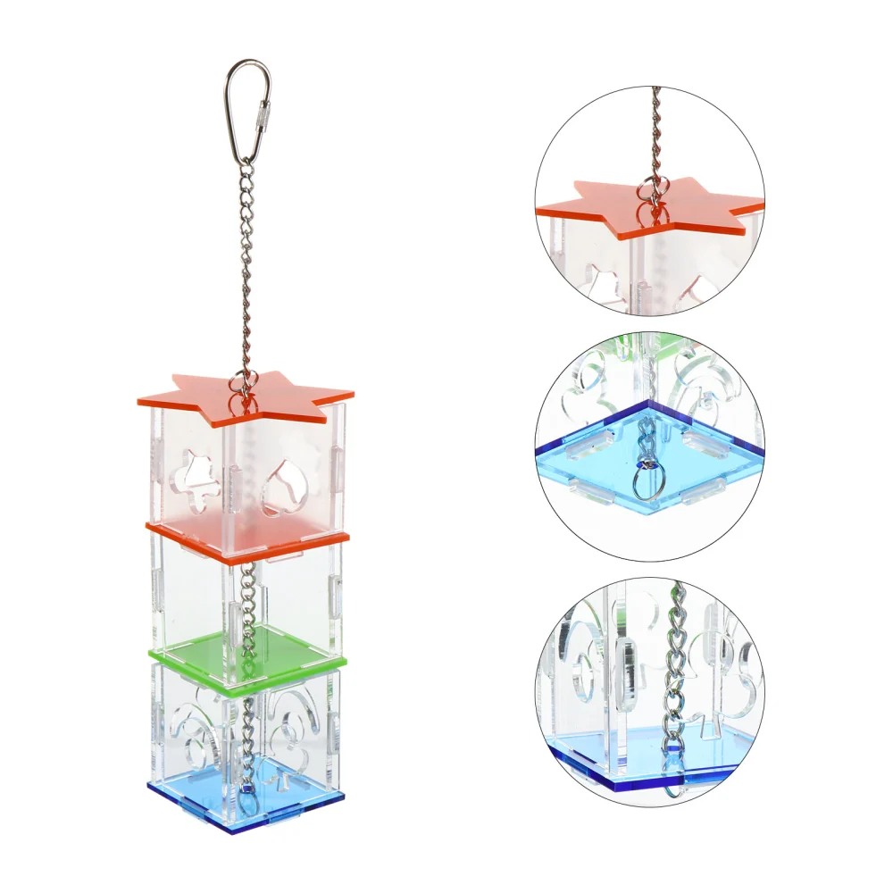 Parrot Acrylic Feeder Feeding Box Parrot Bird Feeder Hanging Foraging Toy