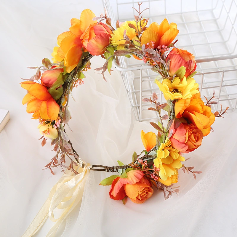 Sunflower Rose Headpiece Flower Decorative Headpiece Flower Crown Floral Headpiece