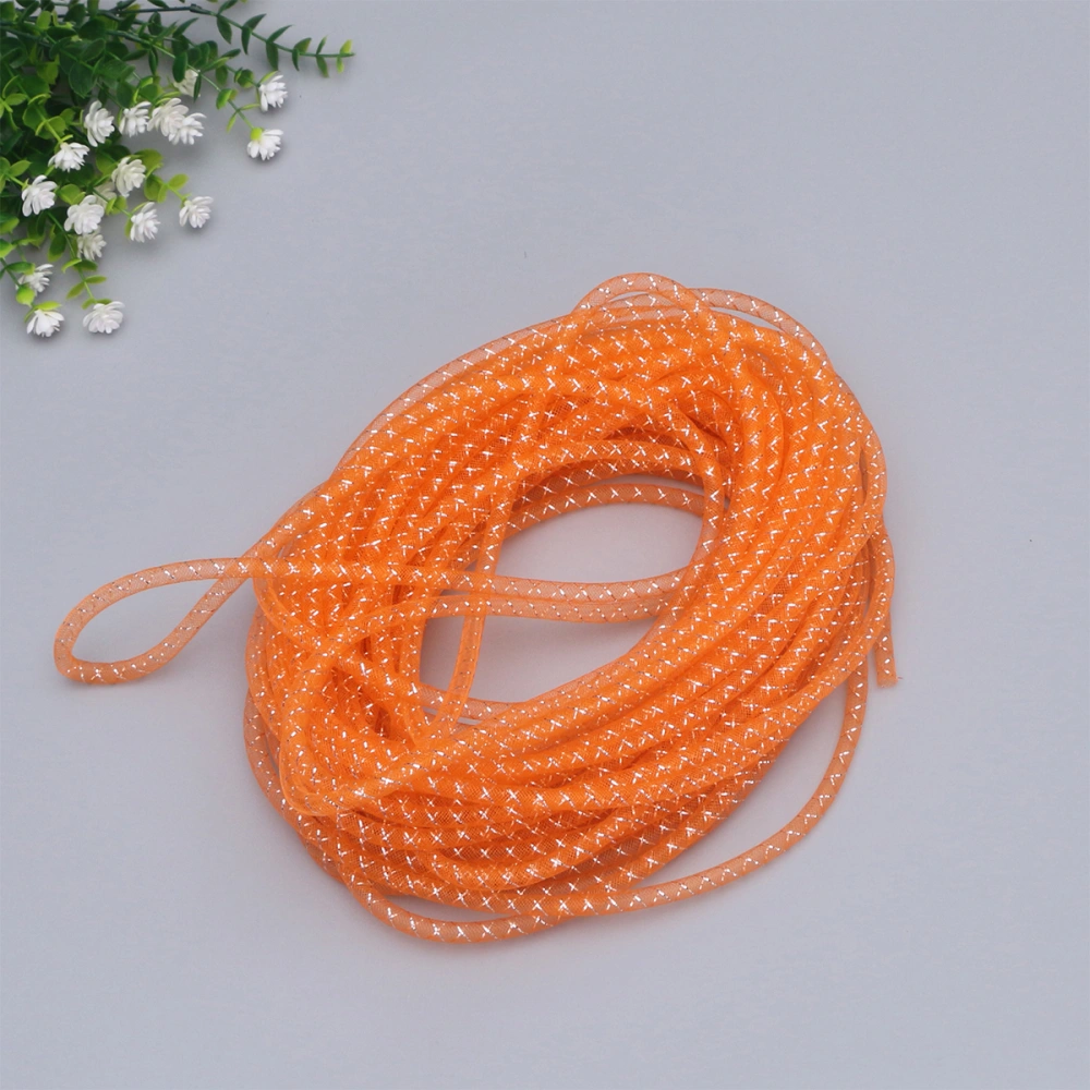 1 Pack 25m Polyester Elastic Braided Thread Tube Cords Yarn Tube Mesh Bands Woven Rope FIY Hand Made Headdress Bracelet Crafts Making (Orange)