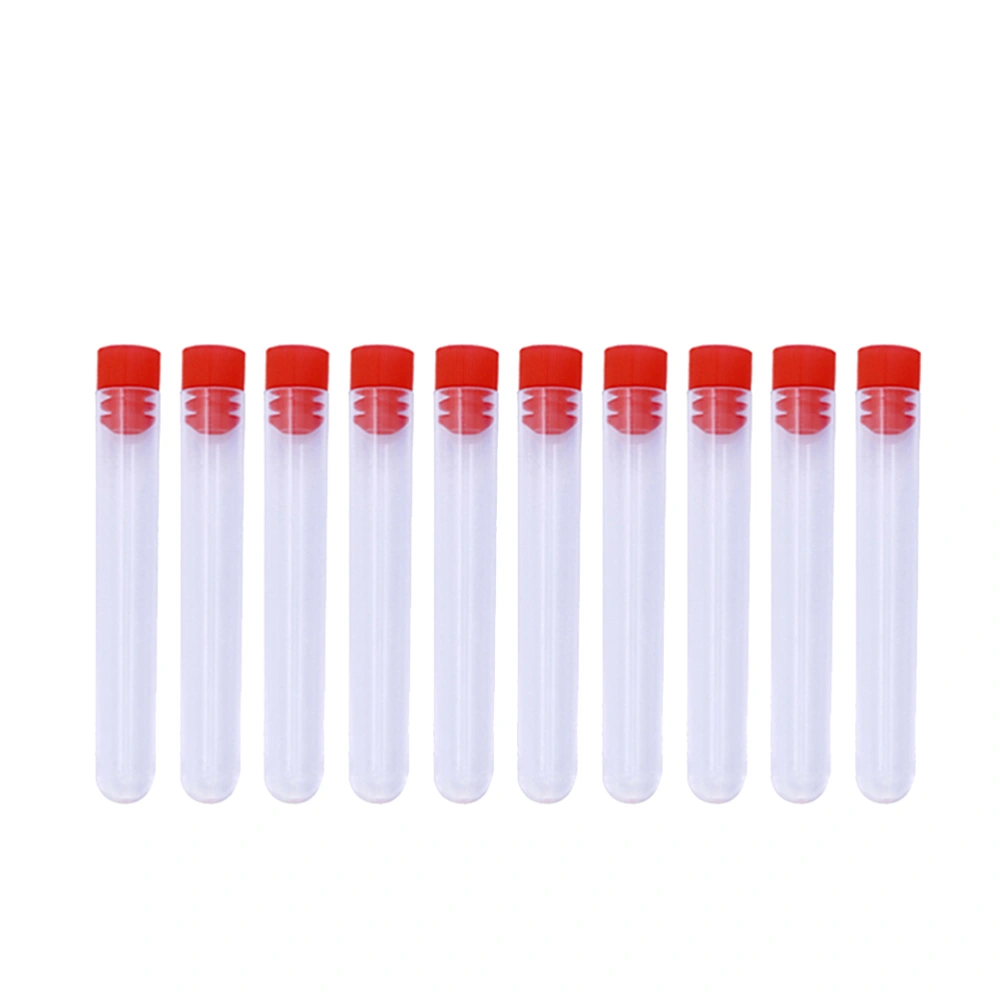 10 Pcs 8.5 x 1.3CM Transparent Plastic Storage Bottles Needles Storage Barrels Tube DIY Beads Clear Containers Needles Organizers with Red Plug