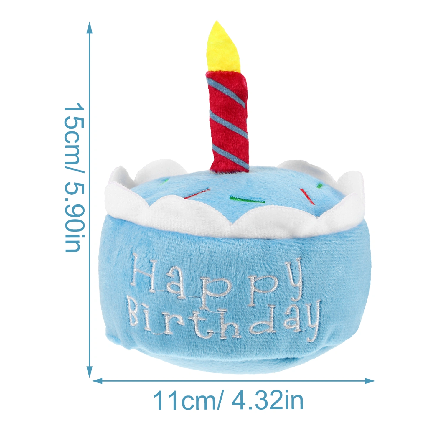 Pet Dog Birthday Cake Toy Happy Birthday Cake Shaped Squeaky Dog Toy Plush Dog Cake Toy