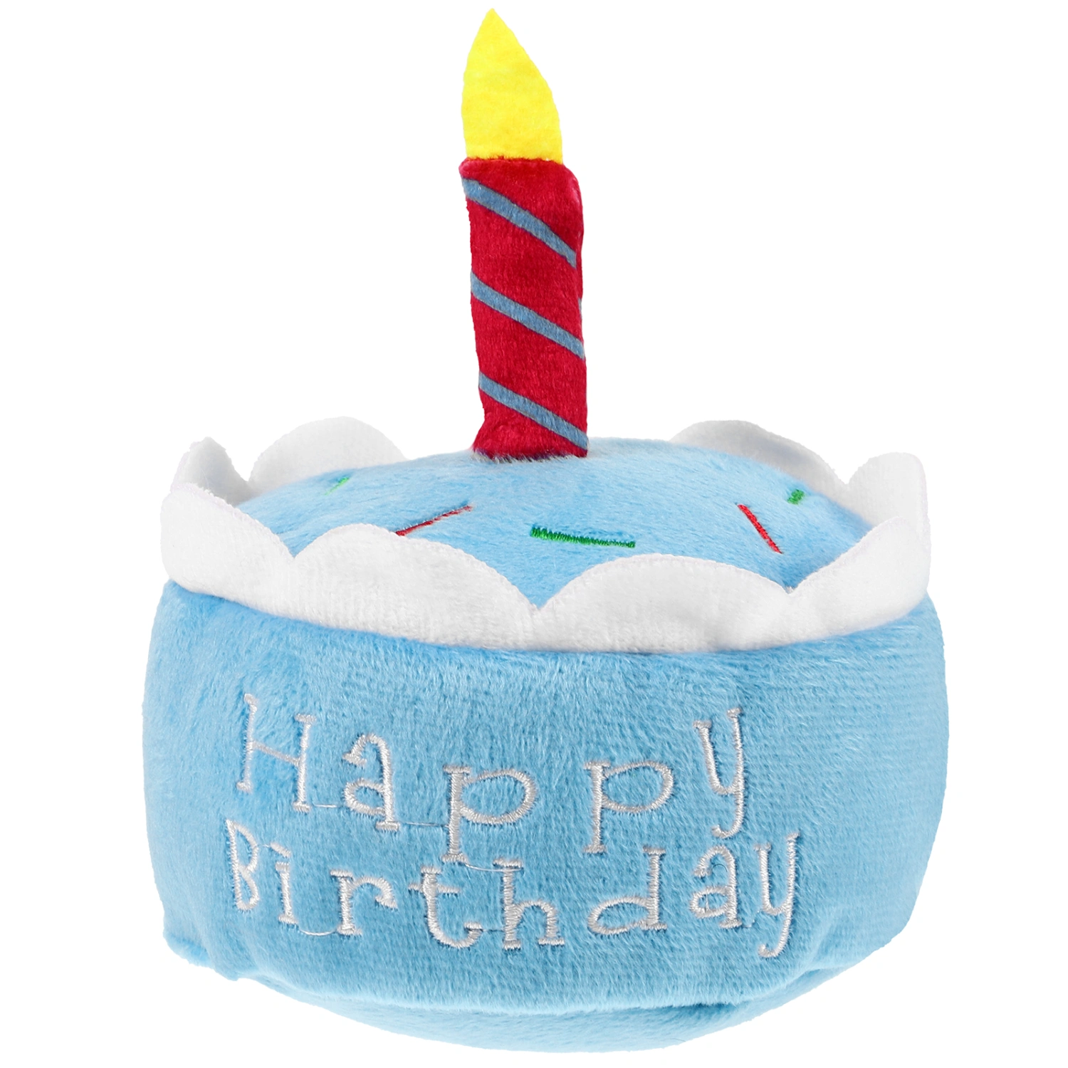 Pet Dog Birthday Cake Toy Happy Birthday Cake Shaped Squeaky Dog Toy Plush Dog Cake Toy