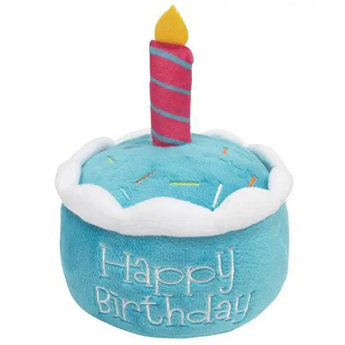 Pet Dog Birthday Cake Toy Happy Birthday Cake Shaped Squeaky Dog Toy Plush Dog Cake Toy
