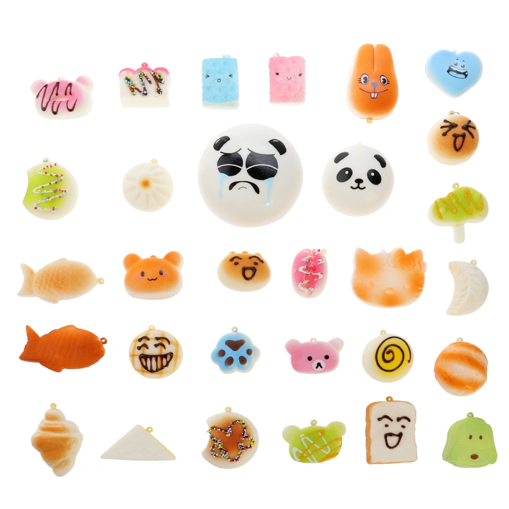 30Pcs Jumbo Medium Mini Random Squeeze Panda Bread Cake Buns Phone Straps