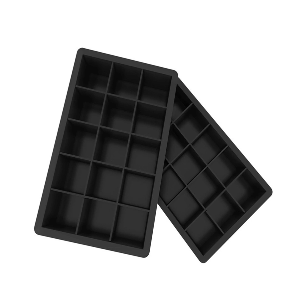 2 PCs Silicone Ice Cube Trays Molds Easy-Release Square Shape Candy Cake Pudding Chocolate Molds (Black)