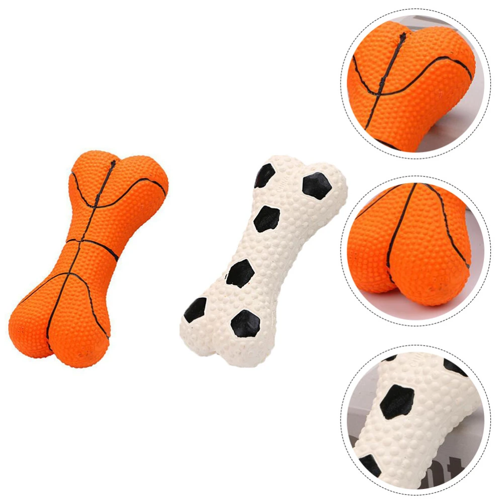 2PCS Pet Dog Molar Toys Pet Basketball Football Bone Chewing Toys (2 Styles)