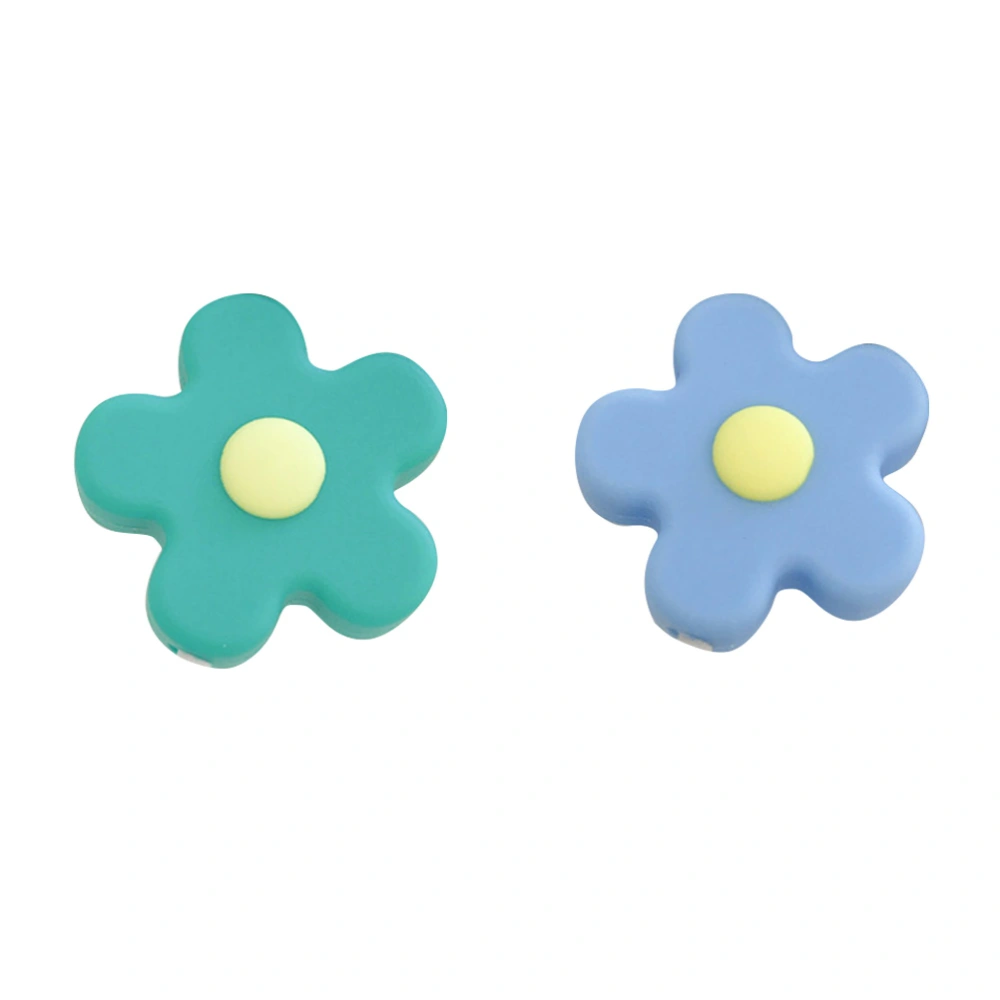 2pcs Silicone Flower Shape Cable Sleeve Cable Protective Cover Data Line Protector Phone Accessory (Green)