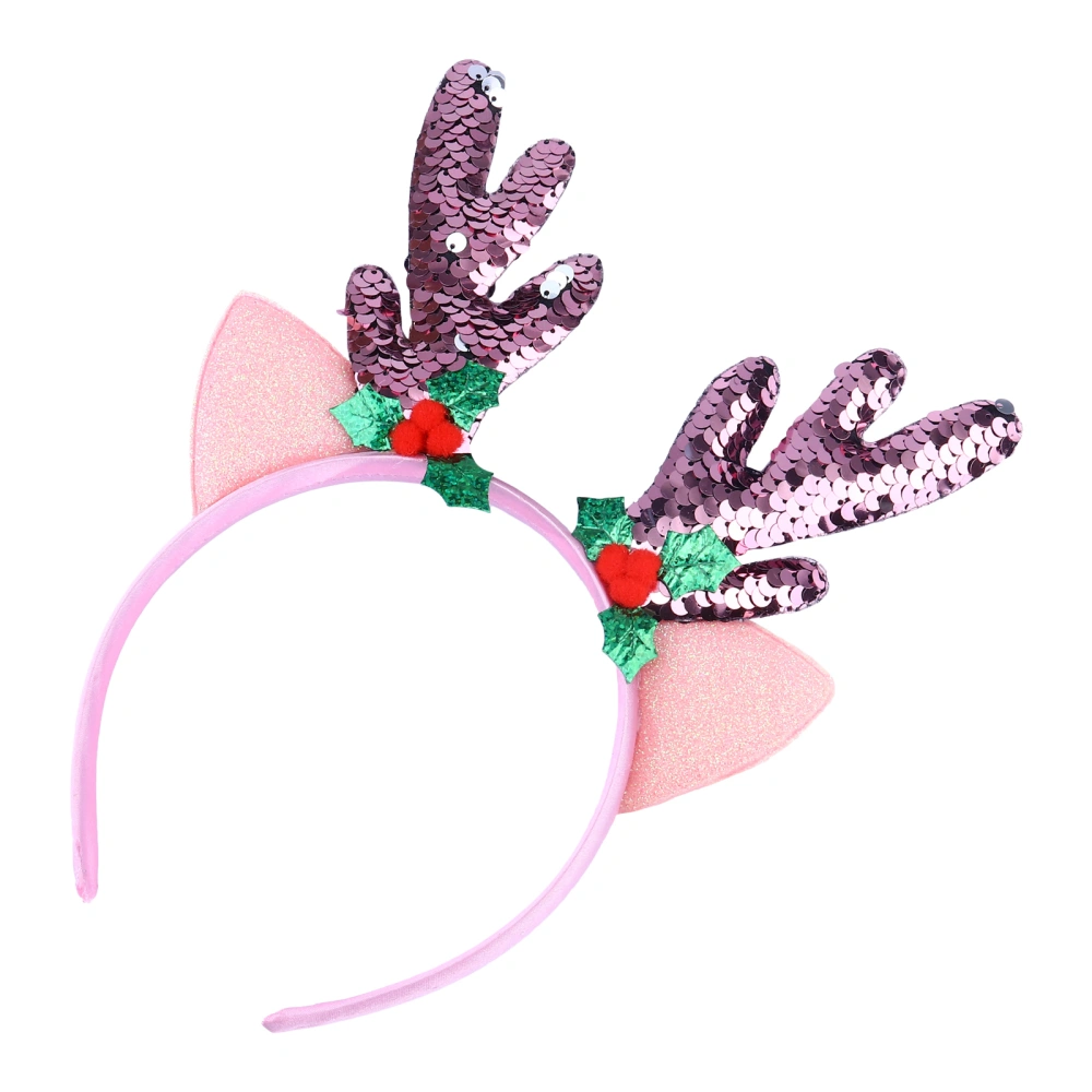 Antler Headband Reindeer Headband Christmas Easter Headwear with Elk Ears(Random Color)