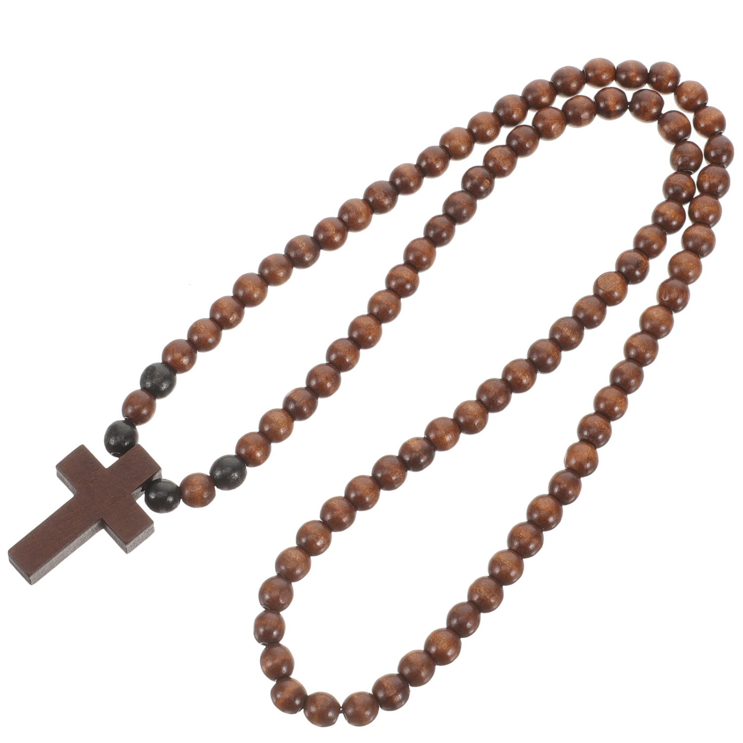 Rosary Necklace Beaded Cross Necklace Wood Vintage Cross Necklace Supply