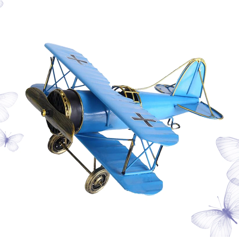 Retro Metal Plane Aircraft Mold Creative Airplane Iron Aircraft Model Craft for Home Decor Sky Blue