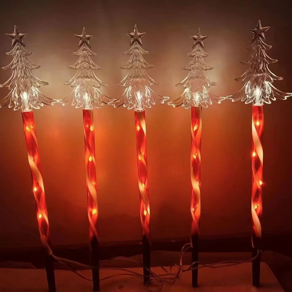 1 Set of Christmas Cane Pathway Light Christmas Decoration Xmas Tree Cane Light Garden Road Lamp