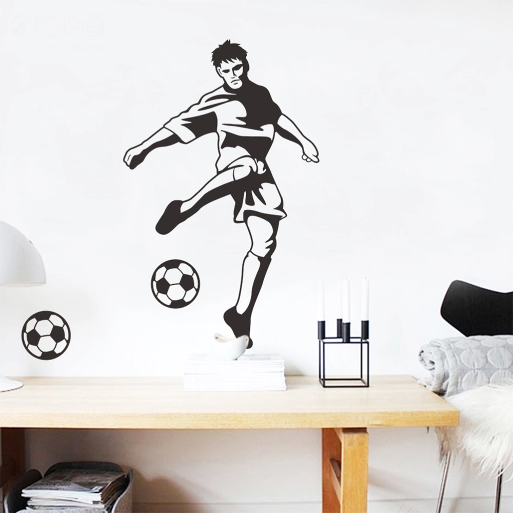 Self Adhesive Wall Stickers Creative Playing Football Wall Paper Sports Background Stickers Fashion Wall Paste Decor